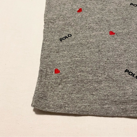 Polo Ralph Lauren Women’s Medium Embroidered Heather Gray Heart T Shirt - Picture 13 of 15